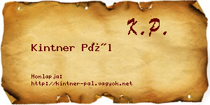 Kintner Pál névjegykártya